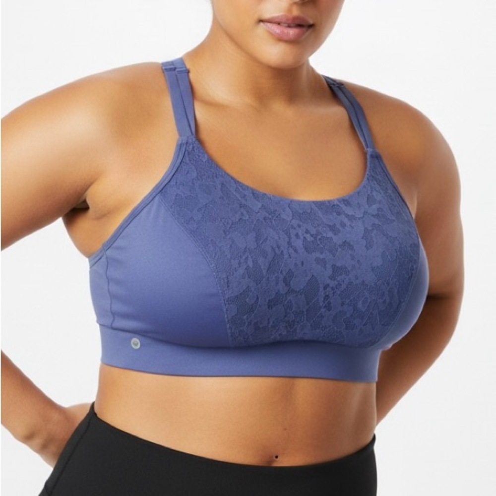 Lace-Front Wireless Sports Bra - Periwinkle
